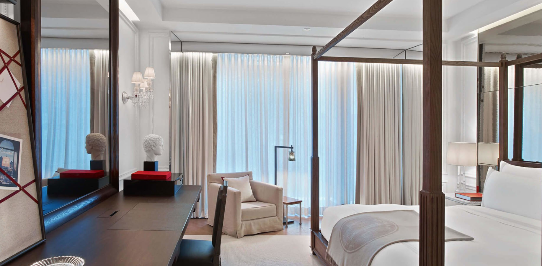 Interior Of The Baccarat Hotel With Reflectel Mirror Tv Hanging On The Wall