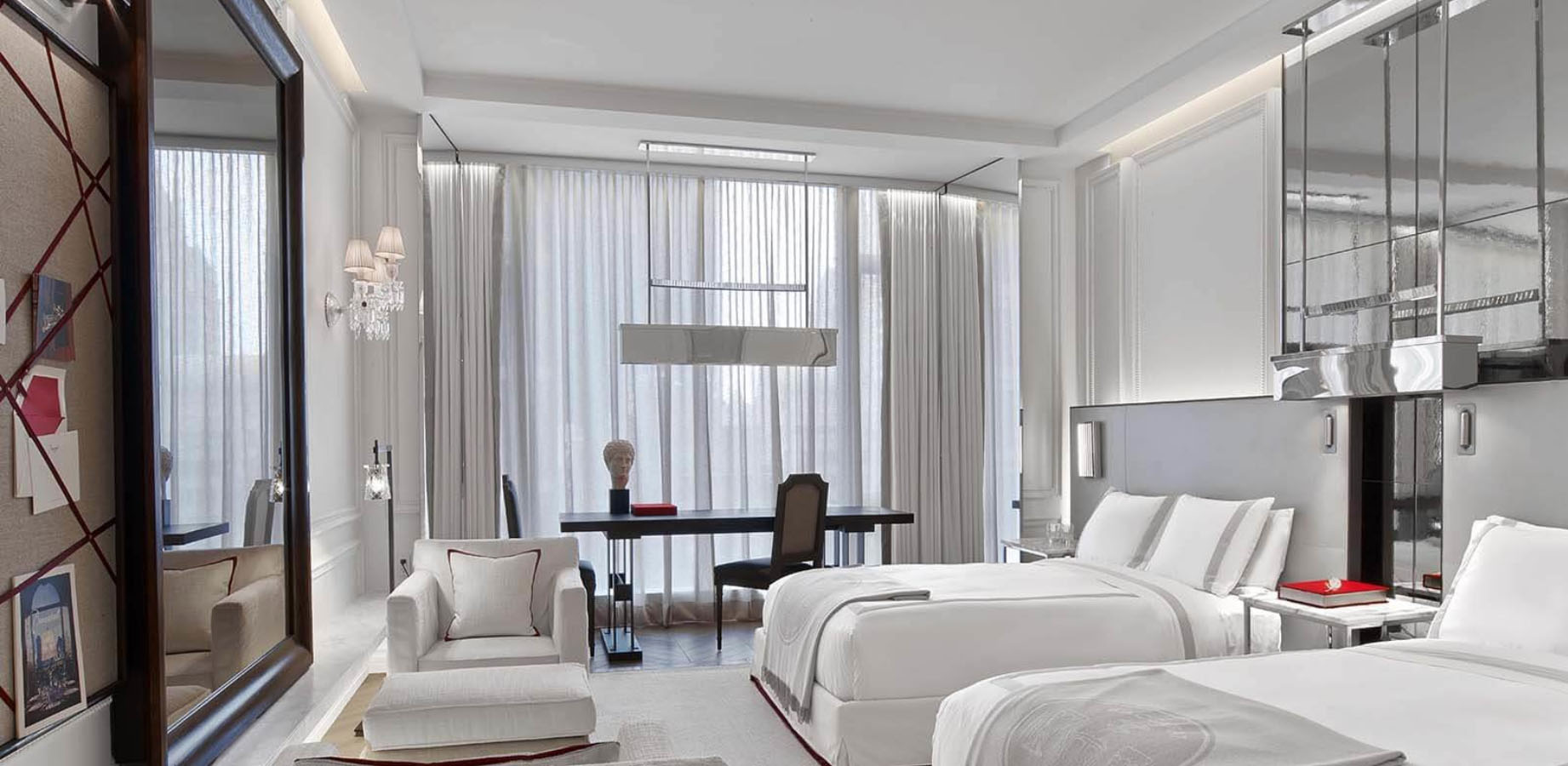 Interior Of The Baccarat Hotel With Reflectel Mirror Tv Hanging On The Wall