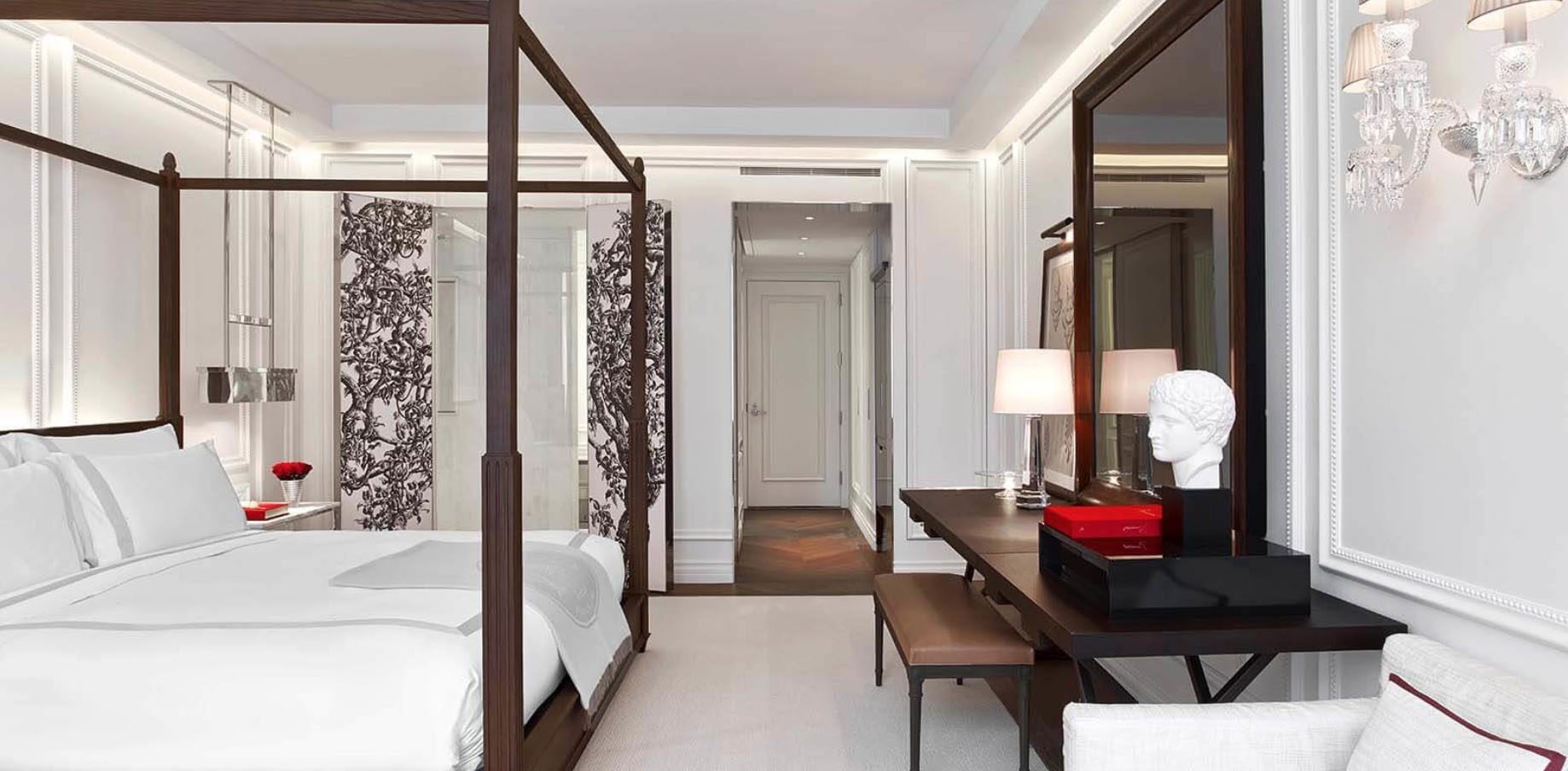 Interior Of The Baccarat Hotel With Reflectel Mirror Tv Hanging On The Wall