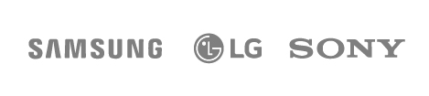 Gray logos for Samsung LG and Sony television technology