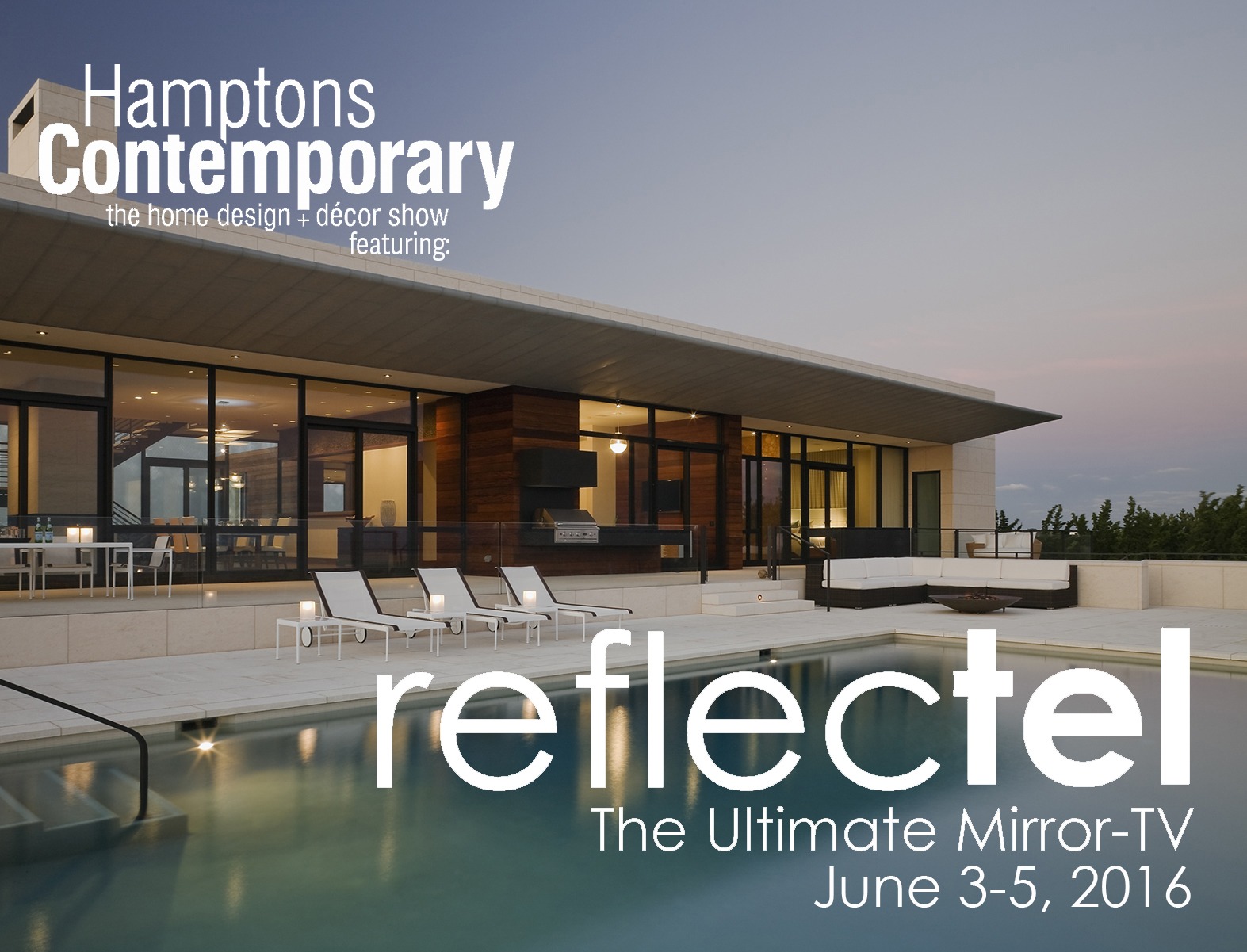 Promotional Graphic Of Reflectel Mirror Tv At The Hamptons Contemporary Show