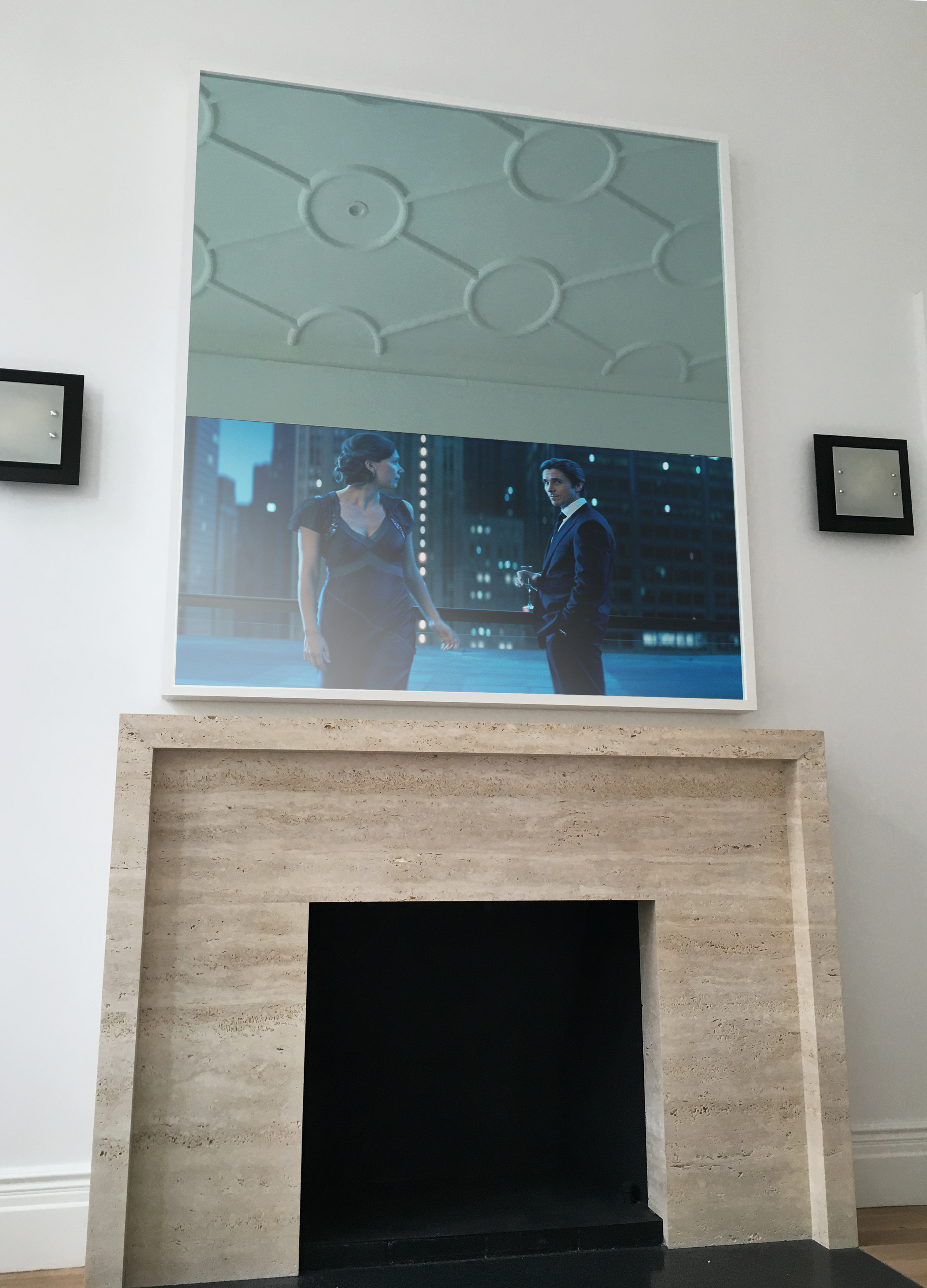 white modern reflectel mirror tv in apartment