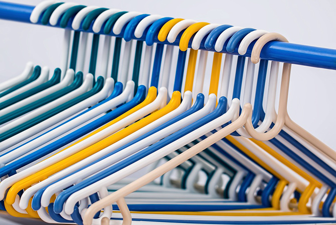 Blue White And Yellow Clothes Hangers