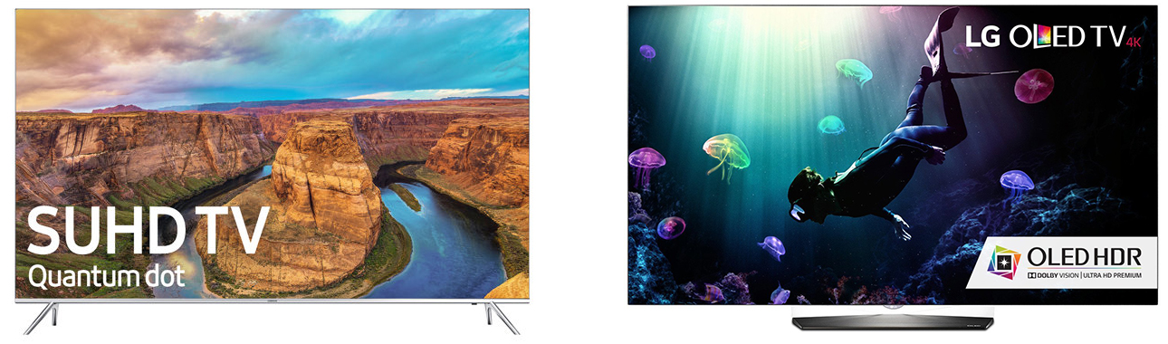 side by side comparison of a samsung and lg tv