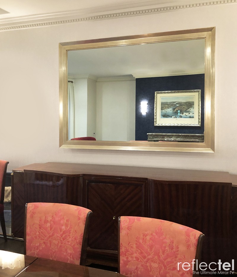 Portfolio Gilded Shaped Spa Glass Tv Mirror Landscape Plus In NYC Dining Room Red Chairs
