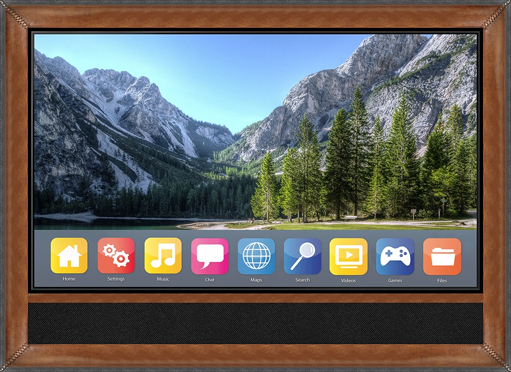 TV Float Frame Soundbar In Brown Leather