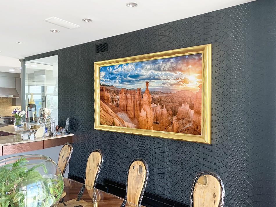 85 Inch Framed Television In Shiny Gold Gilded Frame