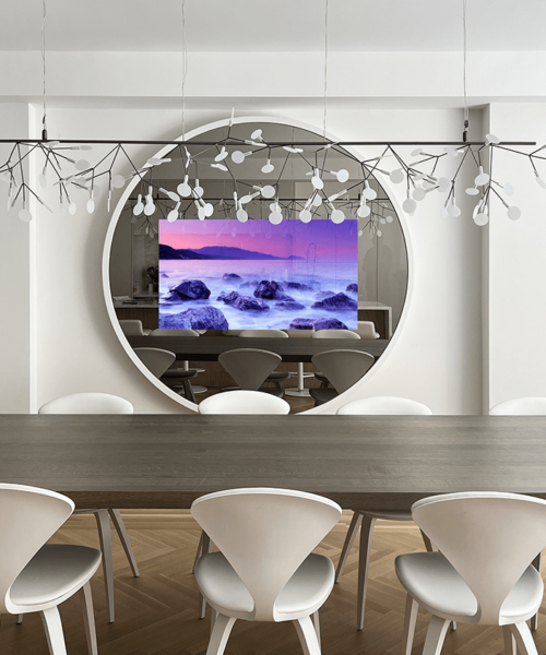 The Best Circle Contour Mirror Tv White Leather In Nyc Dining Room