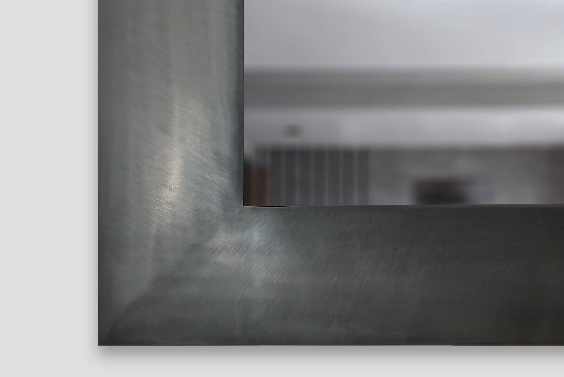 Blackened Steel Black Metal Frame For Tv Mirror Closeup