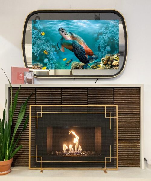 55" Ellipse Contour - Leather In HearthCabinet Ventless Fireplaces Showroom