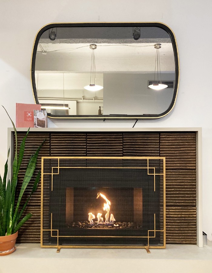 Reflectel In HearthCabinet NYC Black Supple Leather Mirror Tv