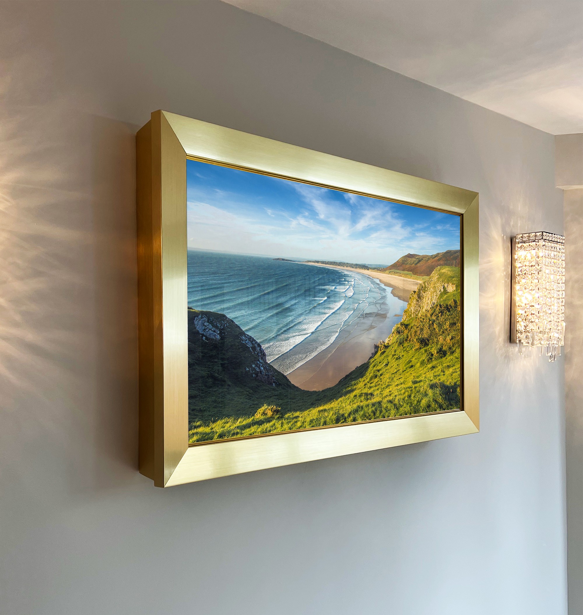 50" signature series mirror tv with gold frame