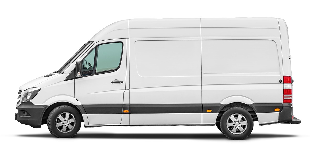 White van for Mirror TV deliveries