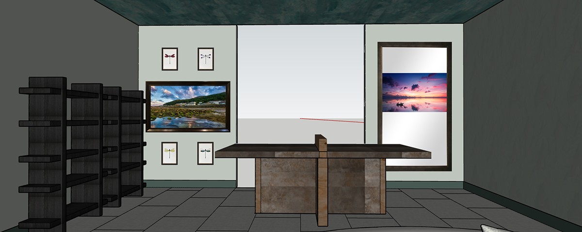 Photoshop rendering of Mirror TVs in a Holiday House Hamptons showhouse room