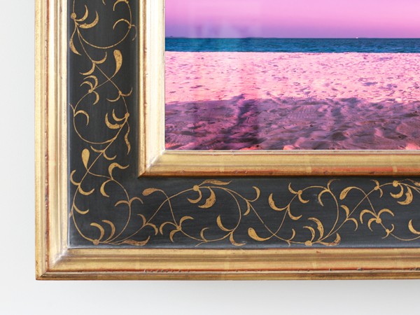 Gilded Carved TV Frame corner in black and gold