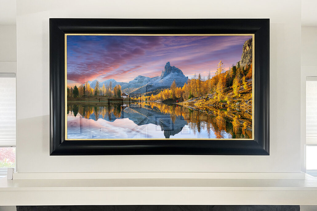 Black satin wood framed Mirror TV