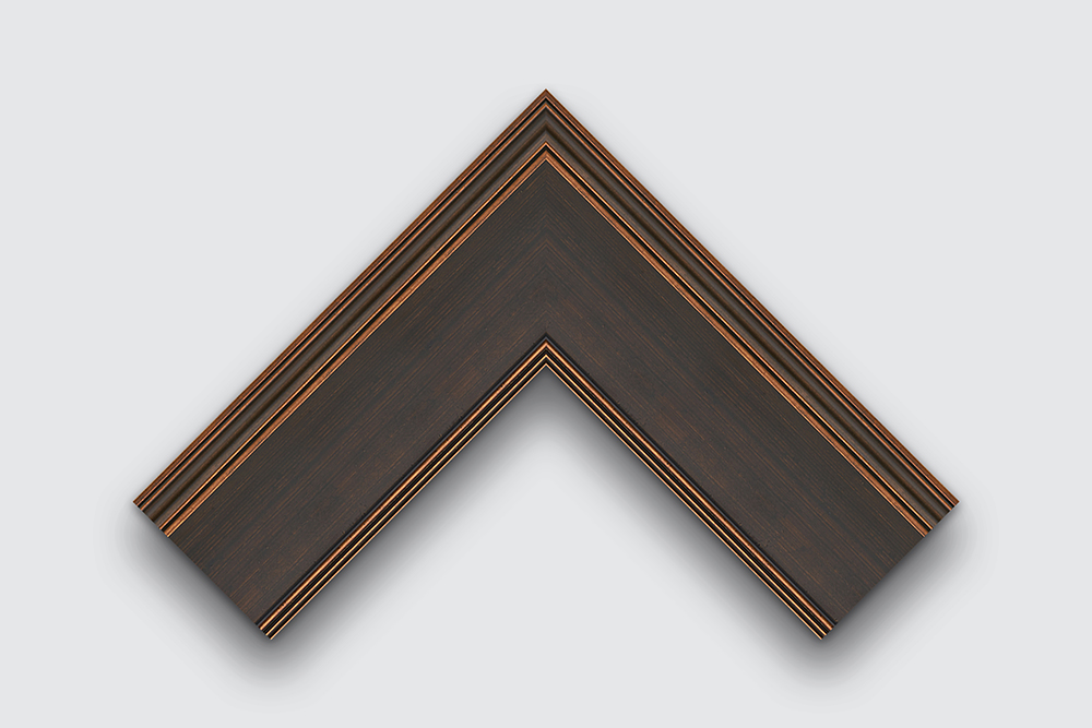 Dark Brushed Frame Corner Sample With Red-gold Accents