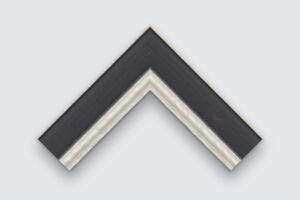 Black frame with thin outer and thick inner silver borders