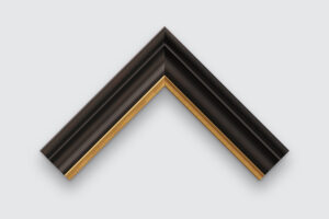 Sloped black frame with inner gold lining