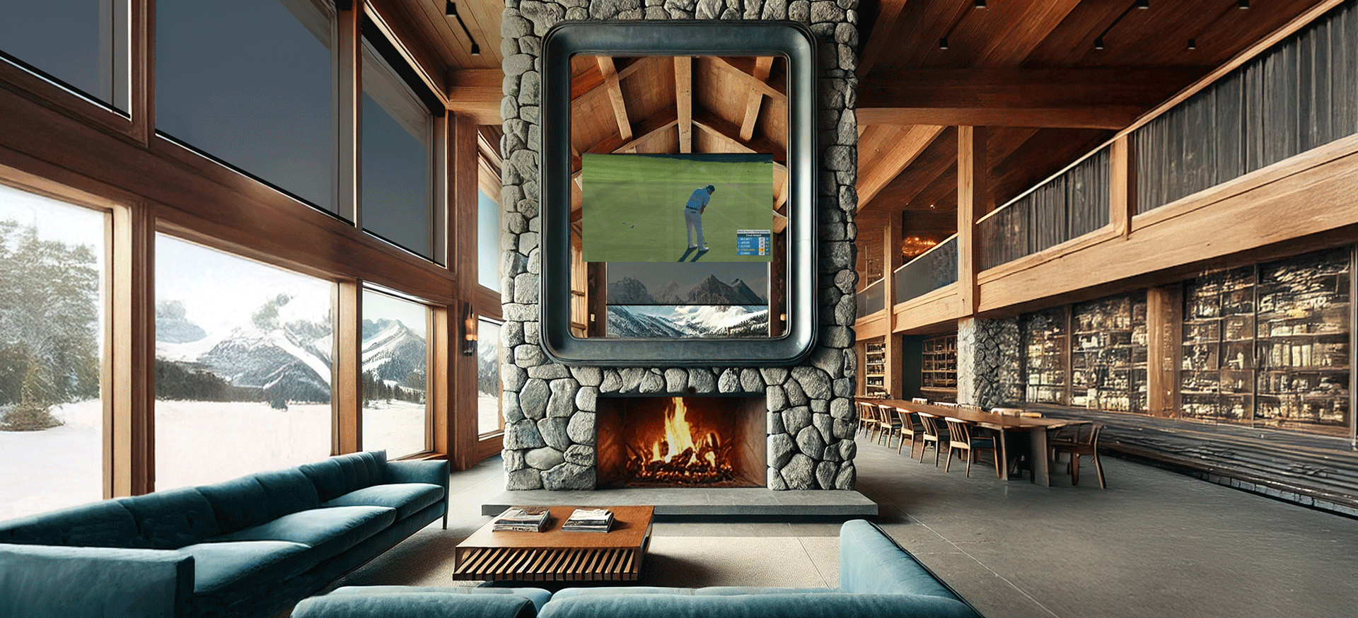 sculptural framed tv in mirror in ski lodge gif mirror tv on and framed tv off