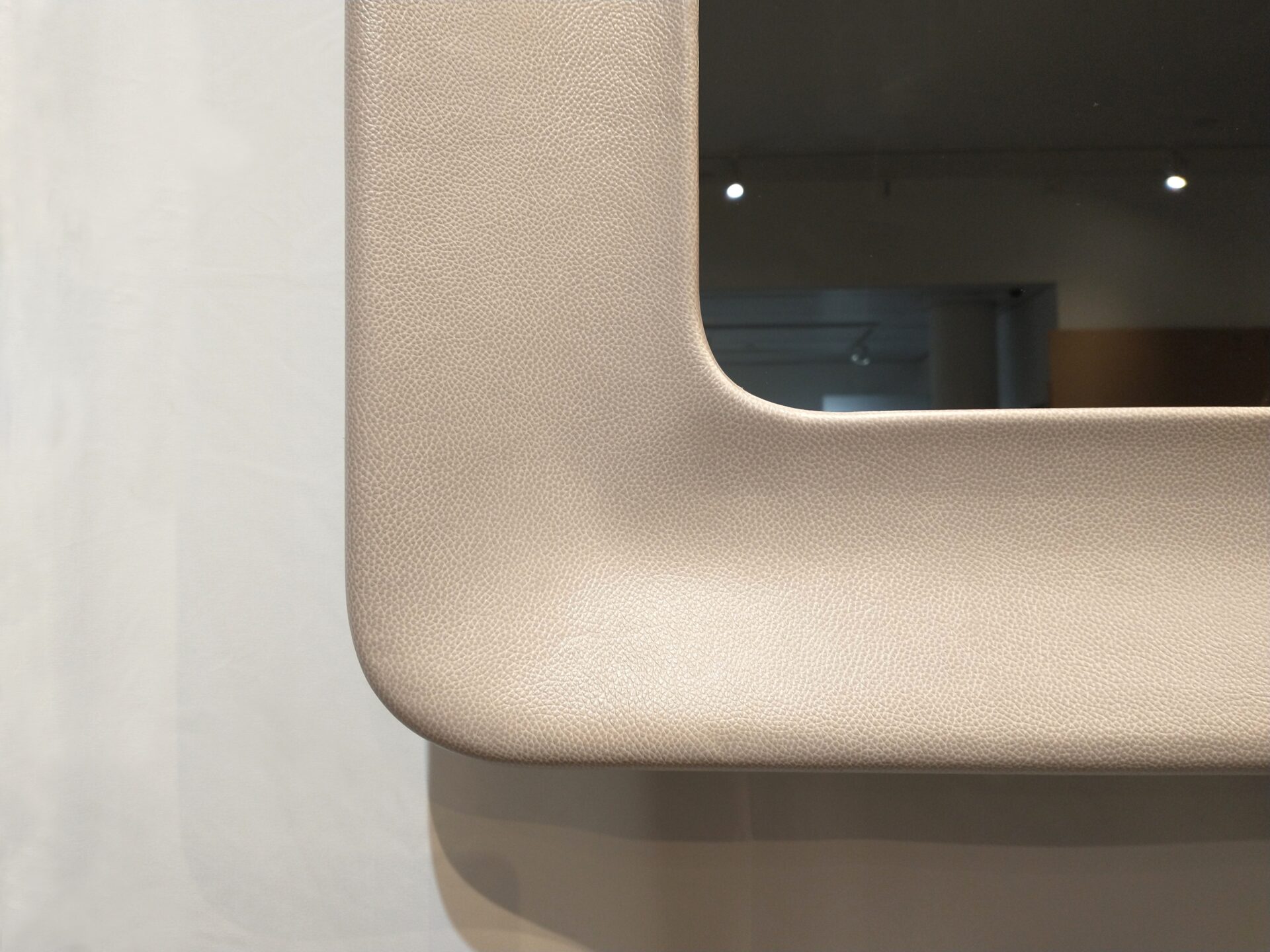 Sculptural Tv In Mirror Frame Corner In Soft Gray