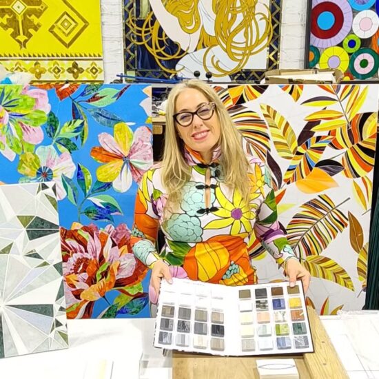 Allison Eden Photo of artist Allison Eden for Reflectel Mirror TV's custom mosaic framed tv in mirror artisanal collection