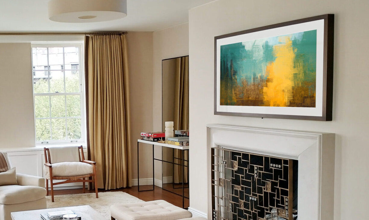 art on tv frame bronze tv frame over mantel in living room upgraded samsung the frame tv