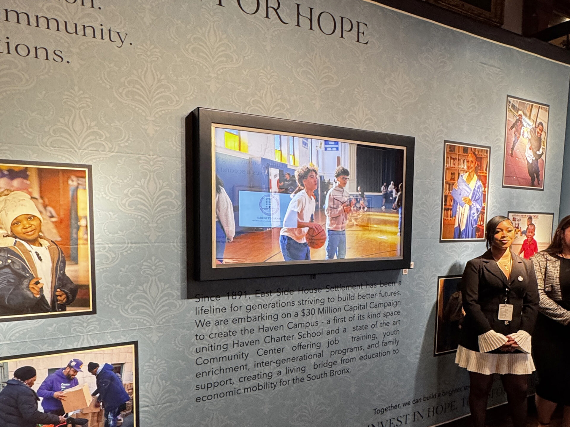Mirror Television Installed At 2026 Winter Show With A Painted Navy Frame And Steel Liner