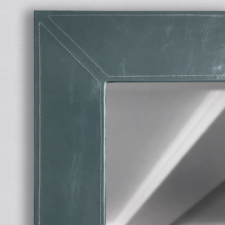 Blue Leather with white stitching - L28 custom luxurious blue leather tv white stitching bedroom mirror