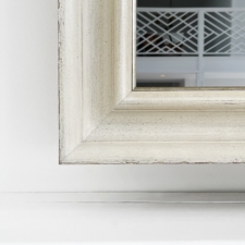 Signature Wood - SWR12-W-4 prefinished wood frame cream over white mantel fireplace
