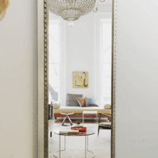 32" Portrait - Gilded Carved Vertical mirror TV with a 32 inch television hidden behind dielectric glass