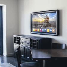 55" Landscape - Mahogany the best mirror quality and custom frames in nyc in black mahogany in living room dining room