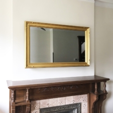 49" Landscape - Gilded Carved elegant luxurious gold television and mirror traditional fireplace mantel