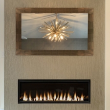 55" Recessed Landscape - Metal 55" recessed television with the best glass and zirconia bronze frame over fireplace