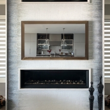 65" Landscape - Metal zirconia bronze landscape television and best water white glass modern living interior design and tile wall