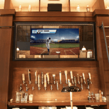 The Elgin 65" Landscape Plus - Leather for The Elgin Samsung Mirror TV in The Elgin restaurant bar Rockefeller center landscape plus large scale leather frame