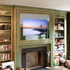 55" Custom Molding - DIY Glass interior design custom molding and 4k television being high quality glass