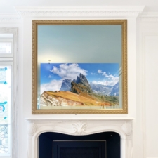 55" Square Plus - Signature Carved 55 inch 4k television with crystal clear mirror and ornate golden frame