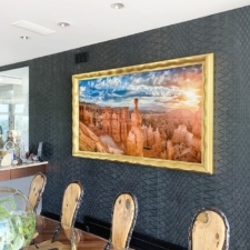 85" Framed TV - Gilded Carved Great Neck Long island with all hand carved large scale 85inch frame samsung the frame with bespoke gold scallop carving no mirror