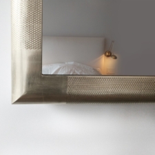 Gilded Carved - GC58 concealed television behind water white glass in bedroom