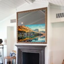 65" Portrait - Signature Carved - Recessed 65" mirror tv over mantel fireplace recessed into wall