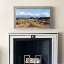 49" Landscape - Metal the best bespoke metal frames for NYC mirror televisions over Chesney Fireplace Mantel