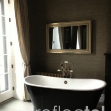 Landscape - Gilded Shaped gilded carved frame over bathtub for elegant bathroom mirror television