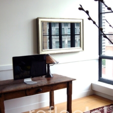 Landscape - Gilded Carved nyc apartment with sleek gilded white gold mirror tv 43 inch