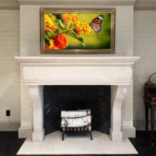 55" Gilded Carved - Landscape Recessed 55" Gilded Carved Mirror TV after makeover turned off