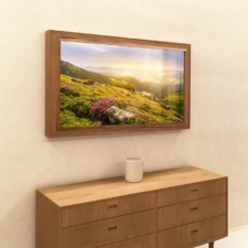 55" Landscape - Teak Wood the best teak wood frames with water white TV glass 4k televisions for bedrooms