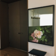 32" Portrait - Metal Mirror TV for a 32" in a portrait shape in dining room with metal frame