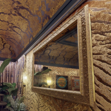 55" Landscape - Signature Carved - ZZ's Club at Hudson Yards ZZ's Club NYC restaurant Mirror TV in Hudson Yards with a gold frame