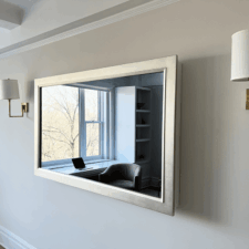 65" Landscape - Gilded Shaped white gold popular frame choice for the best nyc mirror tvs