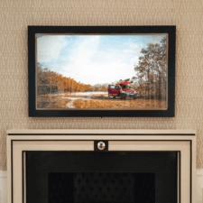 48" Landscape - Modern Wood Hidden television in benjamin moore painted frame with metal liner